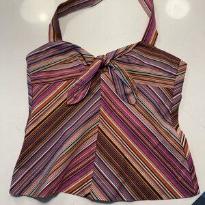 Trina Turk Silk Halter Wrap Top Striped | Y2K 2000s | Size 2 | Like new